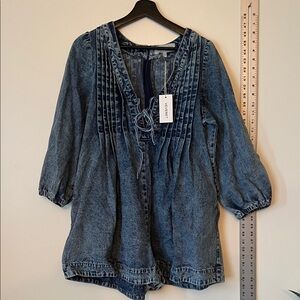 NWT Veveret Blue Denim Romper with Pleats